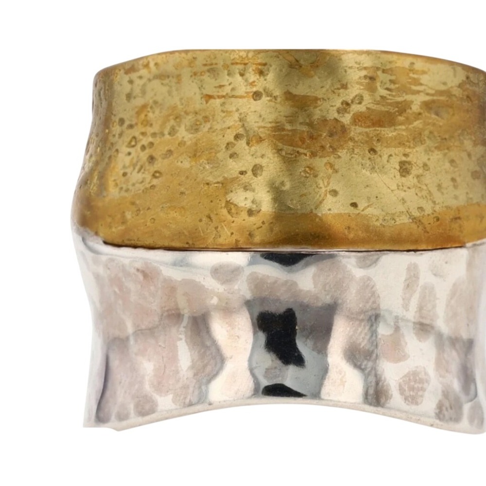 Silpada Band Ring Women Size 9.5 Silver Gold Excellent Hammered Two-Tone 925 TH
